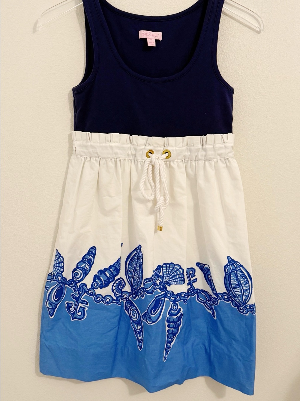 Lilly Pulitzer Vintage Cotton Empire Waist Dress 97143 Nautical Seashell Size XS